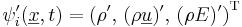 \psi_i'(\underline{x},t) = \left(\rho', \, (\rho \underline{u})', \, (\rho E)'\right)^{\mathrm{T}}